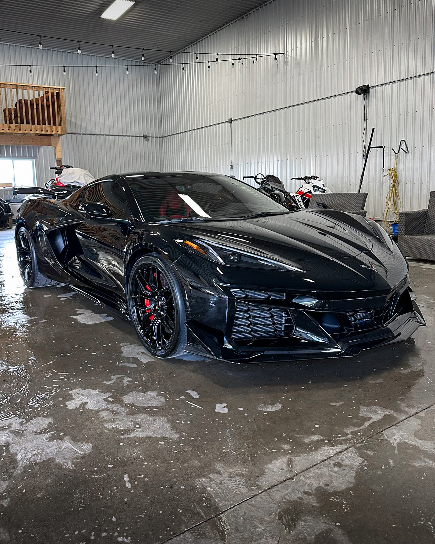 Black 2024 Chevy Corvette C8 ZO6 - Passenger Front Half